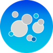 An illustration of a group of bubbles in a blue gradient circle.